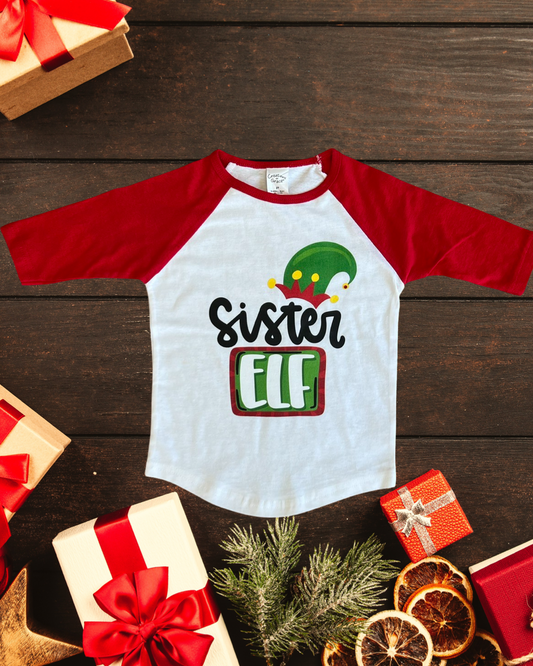 Sister Elf raglan tee