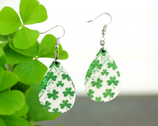 White clover teardrop earrings