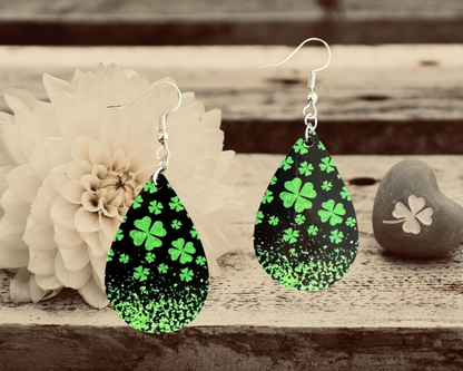 Black clover teardrop earrings