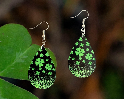 Black clover teardrop earrings