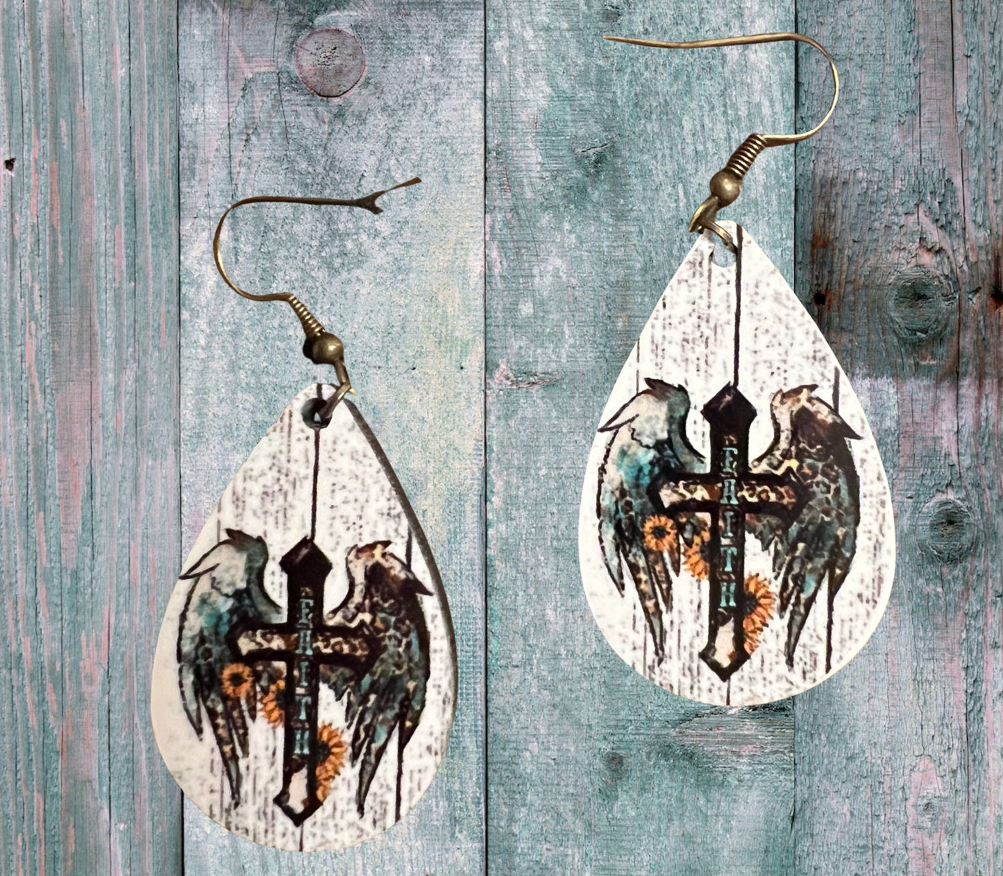 Rustic Faith teardrop earrings