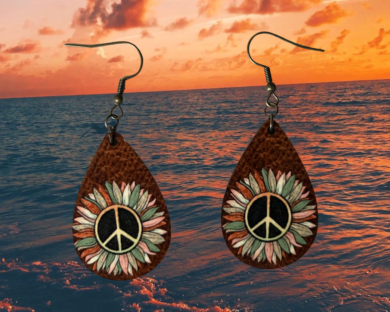 Make Peace teardrop earrings