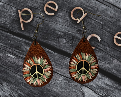 Make Peace teardrop earrings