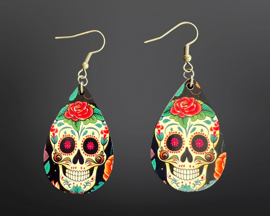 Sugar skull teardrop earrings