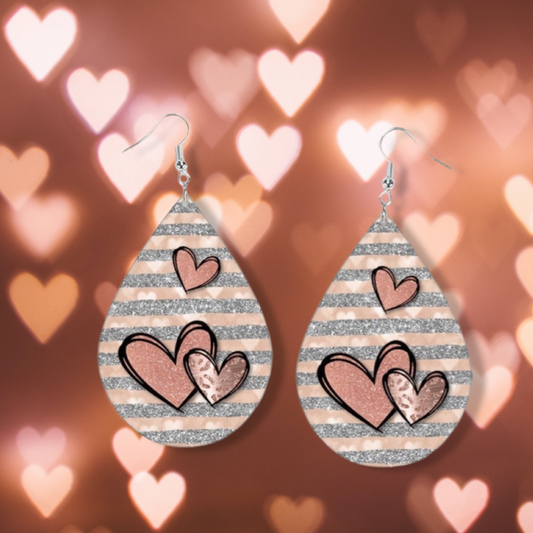 Rose gold heart teardrop earrings