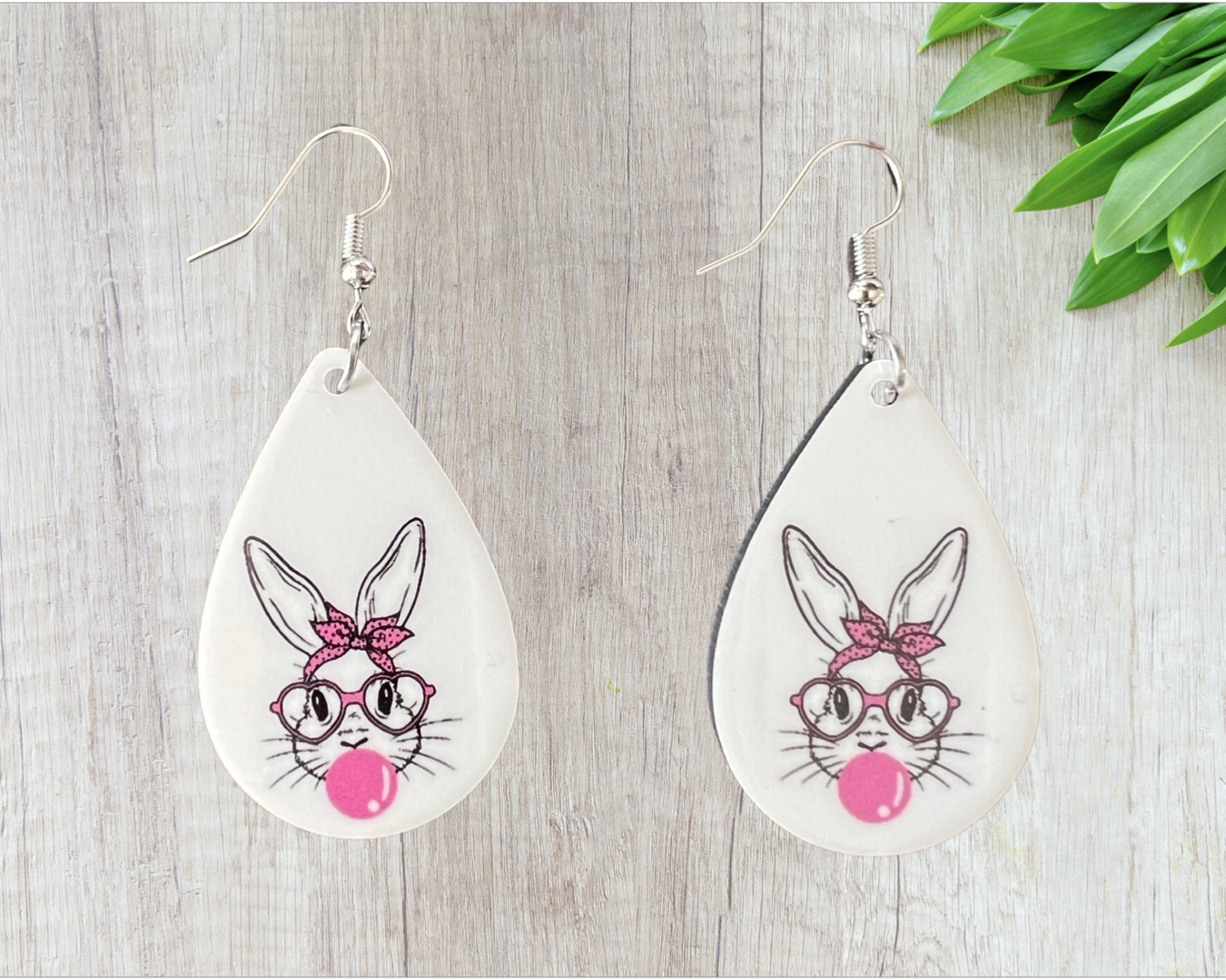 Bubble bunny teardrop earrings