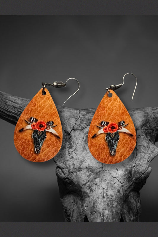 Longhorn tear drop earrings