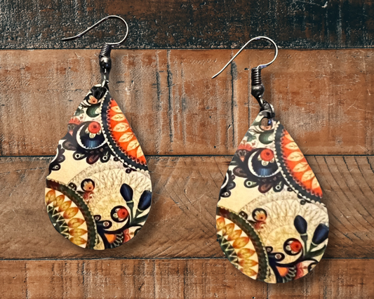 Multi colored cream teardrop earrings